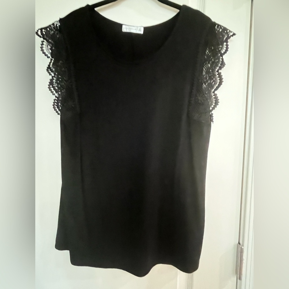 Robert Rodriguez Black Top with Lace Sleeves